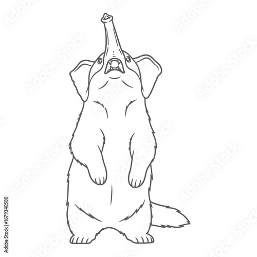 Vector art of elephant standing on hind legs
