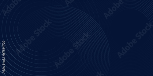 Panoramic blue glowing geometric lines on dark blue background.