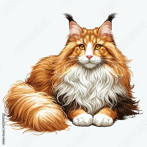 Maine Coon cat vector illustration