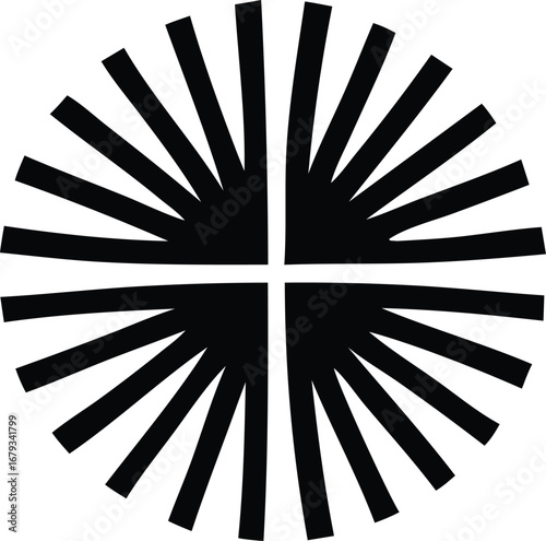 Abstract radial burst symbol four quadrant design geometric spokes sunburst pattern modern graphic element