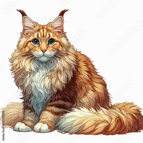 Maine Coon cat vector illustration