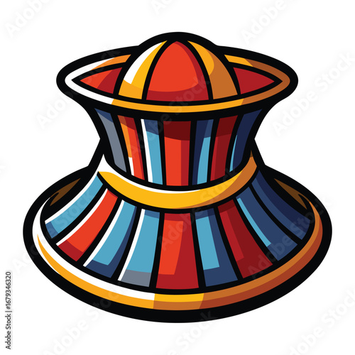 A design of a circus-themed hat, an isolated graphic vector for playful and fun celebrations.