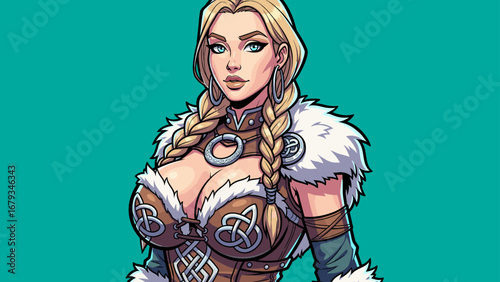 Female Viking Warrior - High detailed vector art
