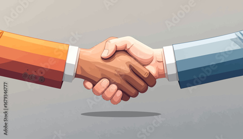 Two businessmen shaking hands, signifying a successful business deal or partnership.
