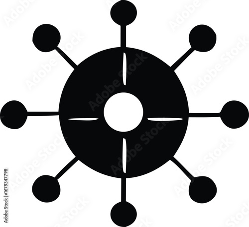 Vászonkép Abstract geometric spokes icon symbolizing connection and centrality modern desi