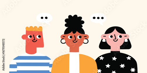 A harmonious illustration captures the essence of open communication, depicting a diverse trio engaged in a lively discussion.