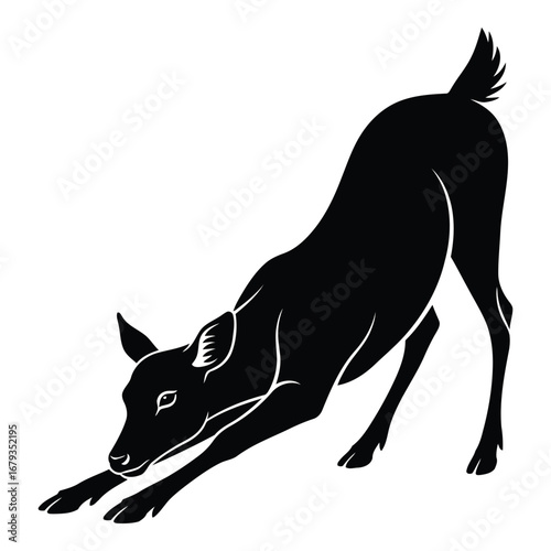 Vector art of deer fawn stretching