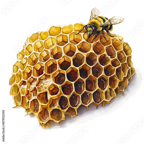 watercolor of Beehive, vector, isolated on a white background.