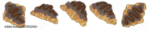 Cartoon Chocolate Croissant PNG for Cafe Menu, Bakery Logo, and Food Icons