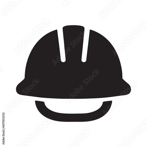 Front View Hard Hat with Chin Strap Icon — Construction Safety Helmet