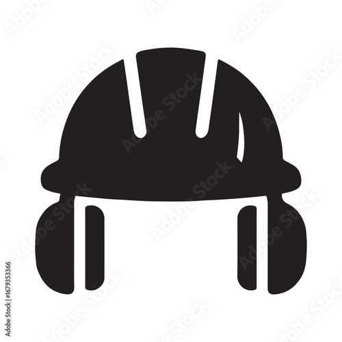 Hard Hat with Ear Muffs Icon — Construction Hearing Protection PPE