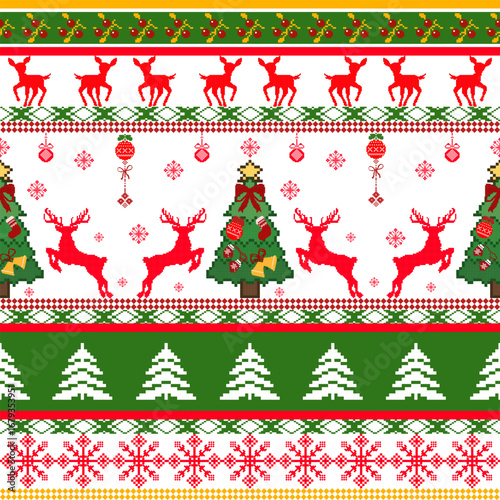 Christmas Sweater Pattern Holiday Vector Design - Ugly Christmas Sweater Pattern Reindeer Background - Knitted Christmas Sweater Pattern Xmas