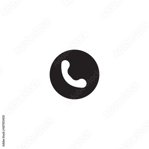 Black and white phone icon communication symbol for app interface and web design