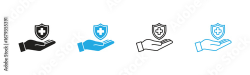 Secure health protection with shield and plus symbol,