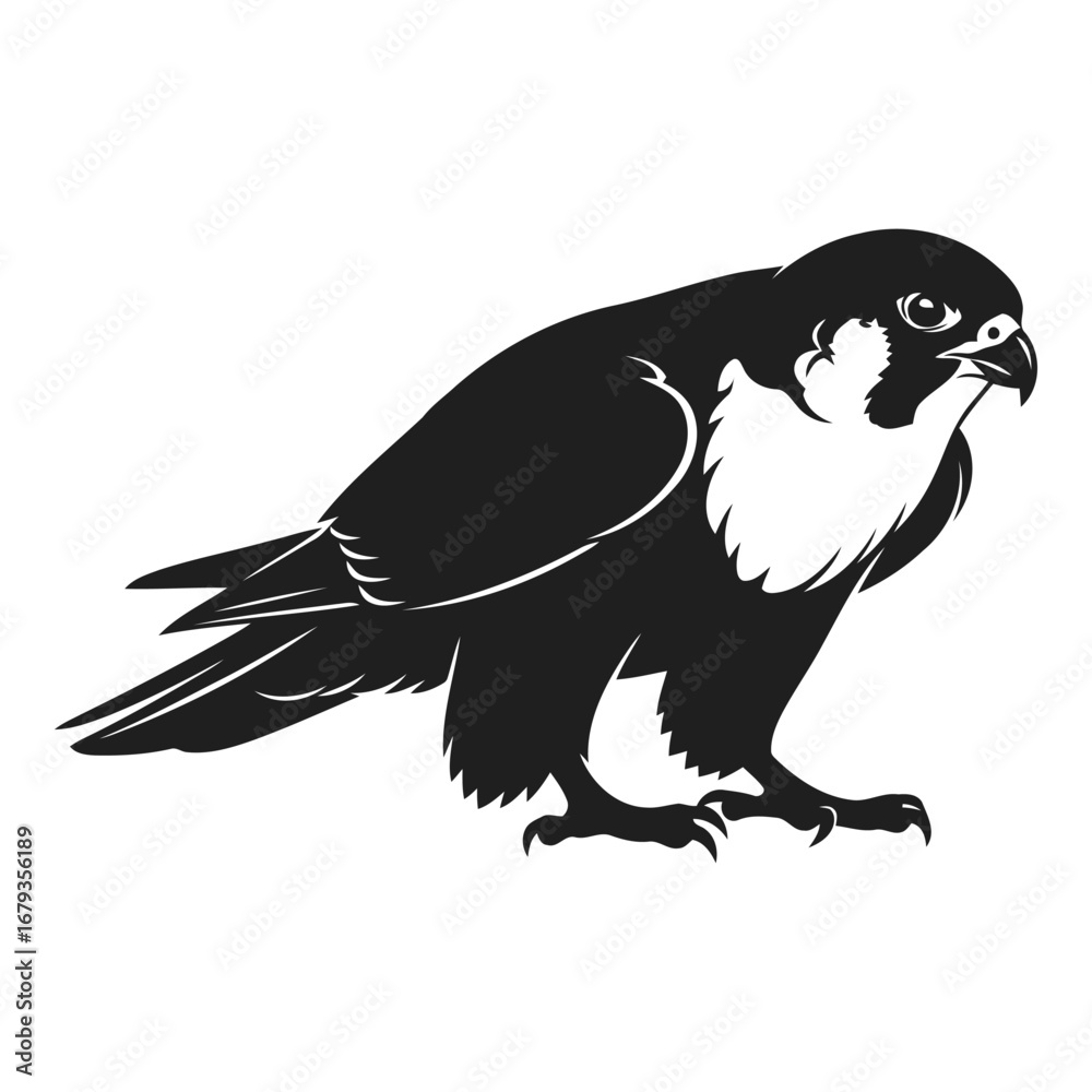 Fototapeta premium Vector art of black and white illustration of a falcon