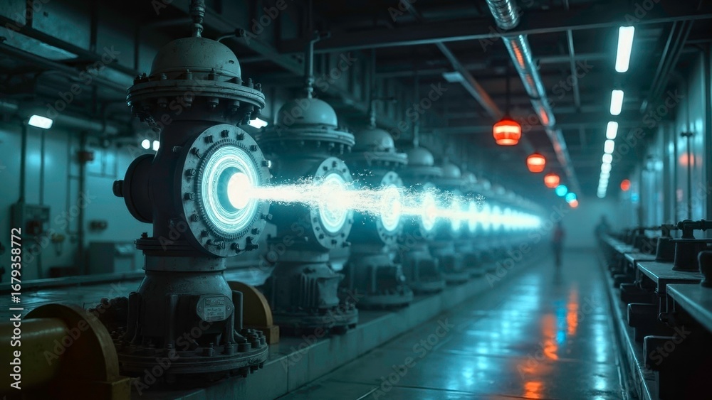 Fototapeta premium Industrial equipment space for electro-optical special effects