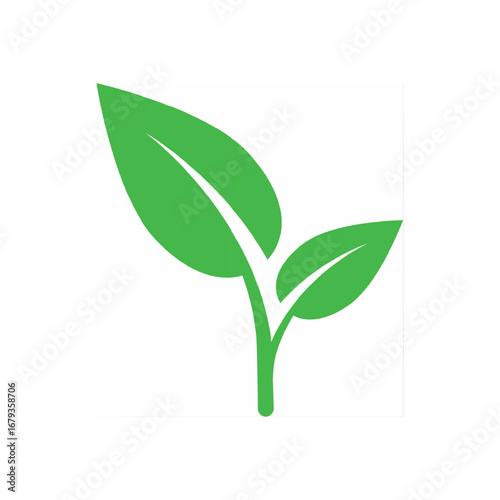 Simple green leaves sprout vector icon fresh growth and environmental symbolism