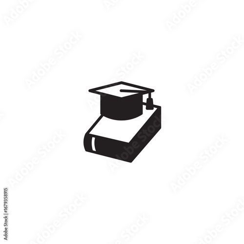 Graduation cap icon on book stack education vector illustration