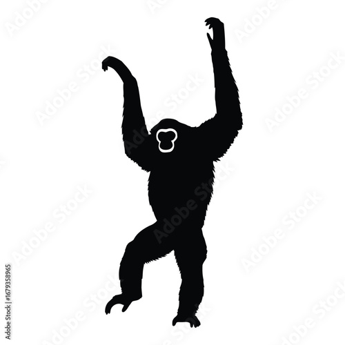 Vector art of gibbon silhouette hanging