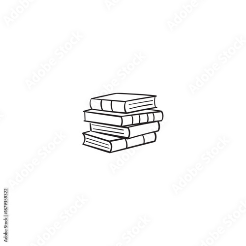 Stack of books line art education knowledge symbol vector illustration