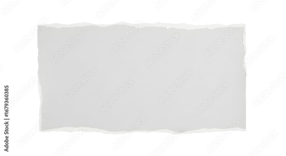 Fototapeta premium Blank torn paper, white background, isolated ripped paper edge for design