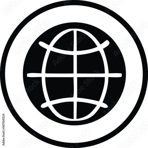 Modern globe icon represents global connectivity technology and worldwide communication digital network symbol for the internet