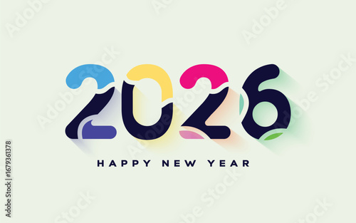 2026 design with colorful truncated number illustrations. 