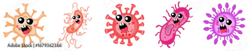 Cartoon Pathogen and Virus PNG Clipart for School Science Projects