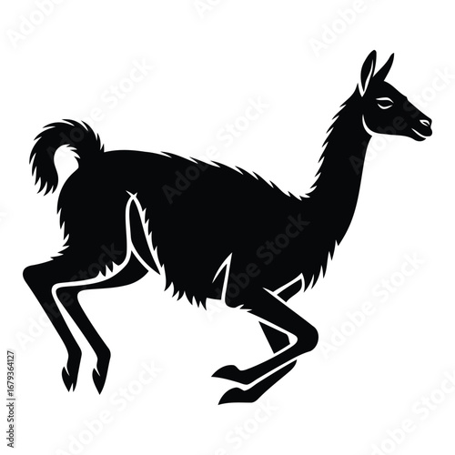 Vector art of silhouette of a llama