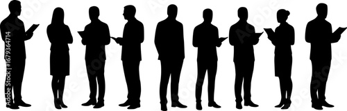 silhouettes of people working group of standing business people vector eps 10
