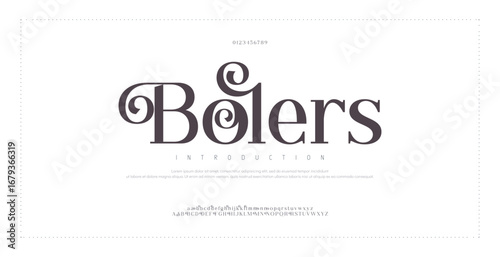 Bolers Elegant alphabet letters font and number. Classic Copper Lettering Minimal Fashion Designs. Typography fonts regular uppercase and lowercase. vector illustration
