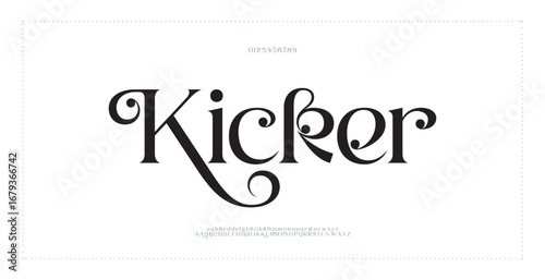kicker Elegant alphabet letters font and number. Classic Copper Lettering Minimal Fashion Designs. Typography fonts regular uppercase and lowercase. vector illustration
