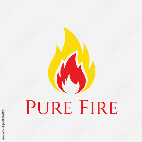 fire pure orange red flames gas, logo design illustration