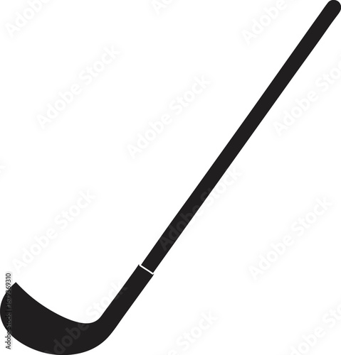 Make a vector illustration of a field hockey stick silhouette on a white backdrop