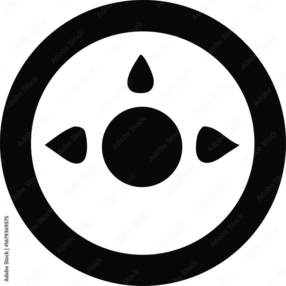 Fototapeta premium Abstract circular emblem with inner target design and three pointing arrows minimalist graphic symbol