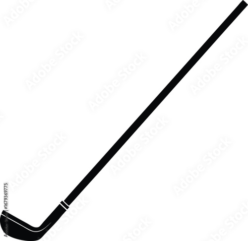 Make a vector illustration of a field hockey stick silhouette on a white backdrop
