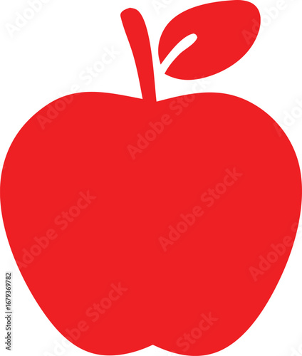 Vibrant red apple icon silhouette simple fruit graphic healthy food symbol