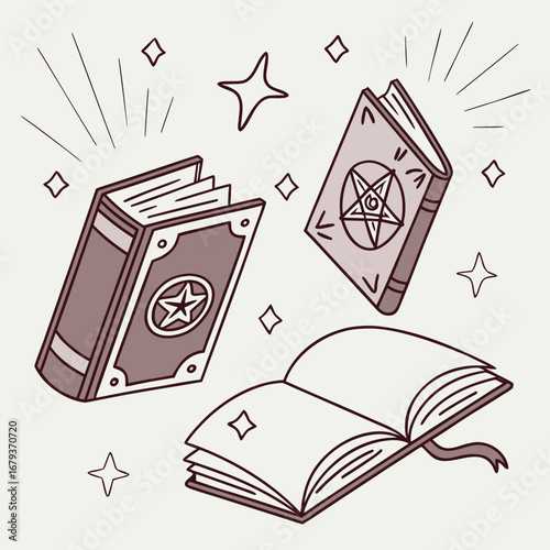 Enchanting ancient books with glowing magical runes and ethereal floating pages perfect for fantasy mystical or wizardry themed designs