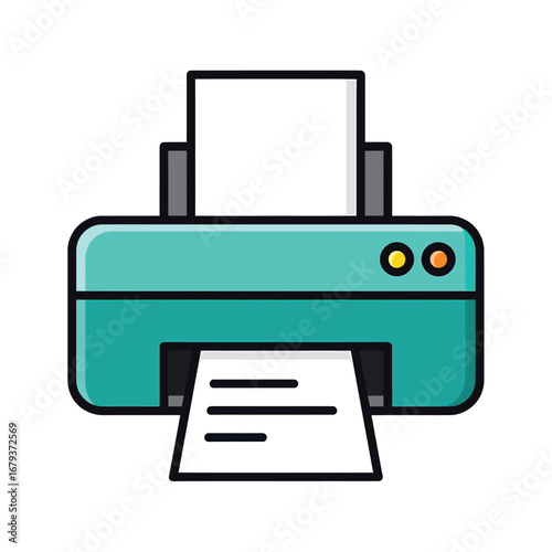 Modern teal printer outputting documents, perfect for office technology concepts