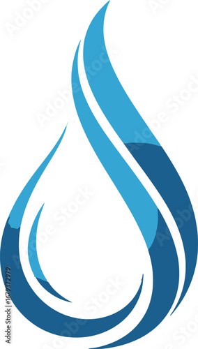 Abstract blue water droplet logo with flowing curves, symbolizing purity and fluidity