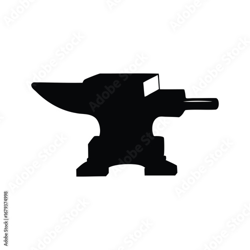 Black and White Silhouette of an Anvil Used for Blacksmithing Work, adjusting vice silhouette vector illustration