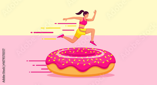 Woman Actively Avoiding Sweet Temptation While Exercising, Demonstrating Healthy Lifestyle