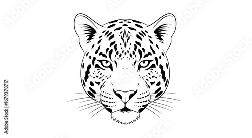 Majestic feline predator intense gaze black and white artistic representation of a powerful jaguar's face