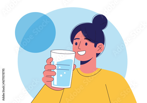 Happy person drinks pure refreshing water for health and hydration benefits