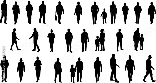 Silhouettes of people for digital model of architecture and urbanism Vector illustration
