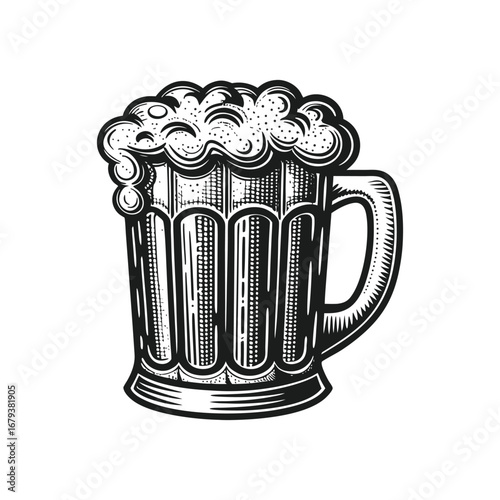 Hand-Drawn Vintage Beer Mug Vector Illustration
