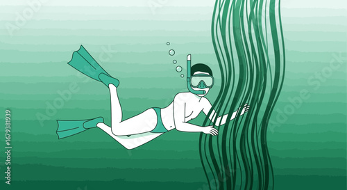 Underwater Exploration: A Diver's Journey Through Oceanic Depths and Aquatic Vegetation
