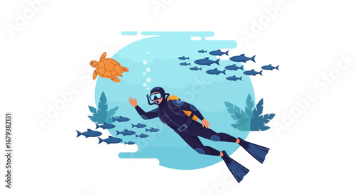 Underwater Exploration Reveals Diver Encountering Marine Life, Discovering Aquatic Wonders
