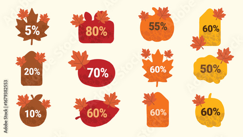 Colorful autumn flyer with discount promotion and falling leaves