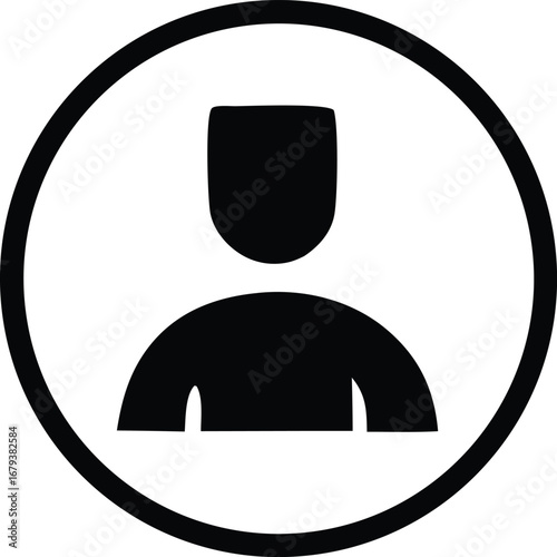 Simple black user profile icon in circle representing a person silhouette for websites and apps